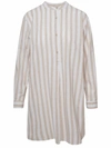 Woolrich Striped Flax Shirt Dress In Beige