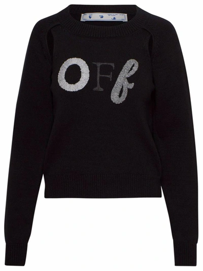 Off-white Logo Embroidery Crewneck Sweatshirt In Black