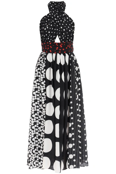 Dolce & Gabbana Silk Blend Pois-print Long Dress In Multicolore