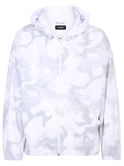Dolce & Gabbana Abstract Pattern Windbreaker Jacket In White