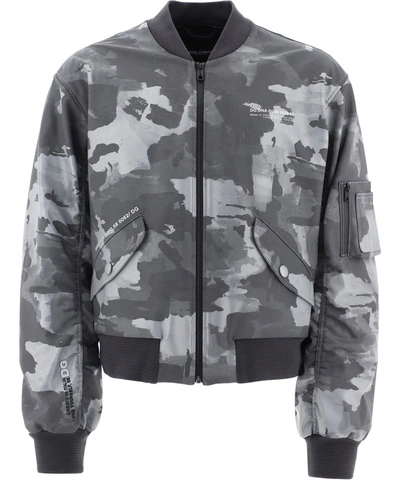 Dolce & Gabbana Reflective Camouflage Bomber Jacket In Grey,silver