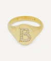 Liberty 9ct Gold And Diamond Initial  Signet Ring B In Gold