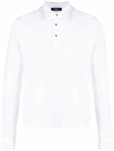 Herno Long Sleeved Polo Jersey Crepe In White
