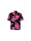 Msgm Botanical-print Short-sleeve Shirt In Black