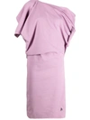 Attico Asymmetric Cotton Jersey Mini Dress In Pink