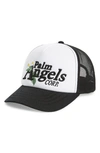 PALM ANGELS DAISY LOGO EMBROIDERED TRUCKER HAT,PMLB034S21FAB0021001