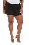 Slink Jeans Side Vent Frayed Hem Denim Shorts In Black