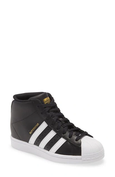 Adidas Originals Superstar Up Hidden Wedge Sneaker In Black/ White/ Gold
