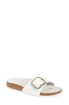 Birkenstock Madrid Narrow Big Buckle Leather Sandal In White Leather