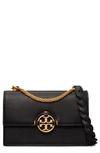 Tory Burch Black Pebbled Leather Miller Shoulder Bag In Black