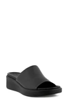 Ecco Flowt Womens Leather Slip On Wedge Sandals In Black