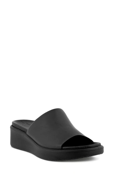 Ecco Flowt Womens Leather Slip On Wedge Sandals In Black