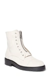 Allsaints Women's Ariel Front Zip Leather Booties In White Suede