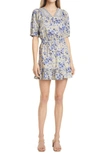 NICOLE MILLER COUNTRY FLORAL SHORT SLEEVE STRETCH COTTON MINIDRESS,CD18920