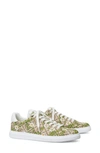 Tory Burch T Monogram Howell Floral-embroidered Sneakers In Hazel