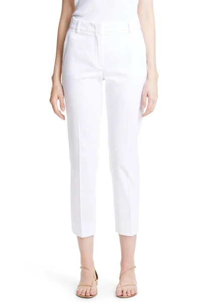 Max Mara Papy Cropped Cotton-blend Straight-leg Pants In White
