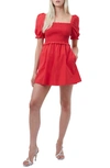 French Connection Rhodes Smocked Organic Cotton Minidress In Lollipop Red