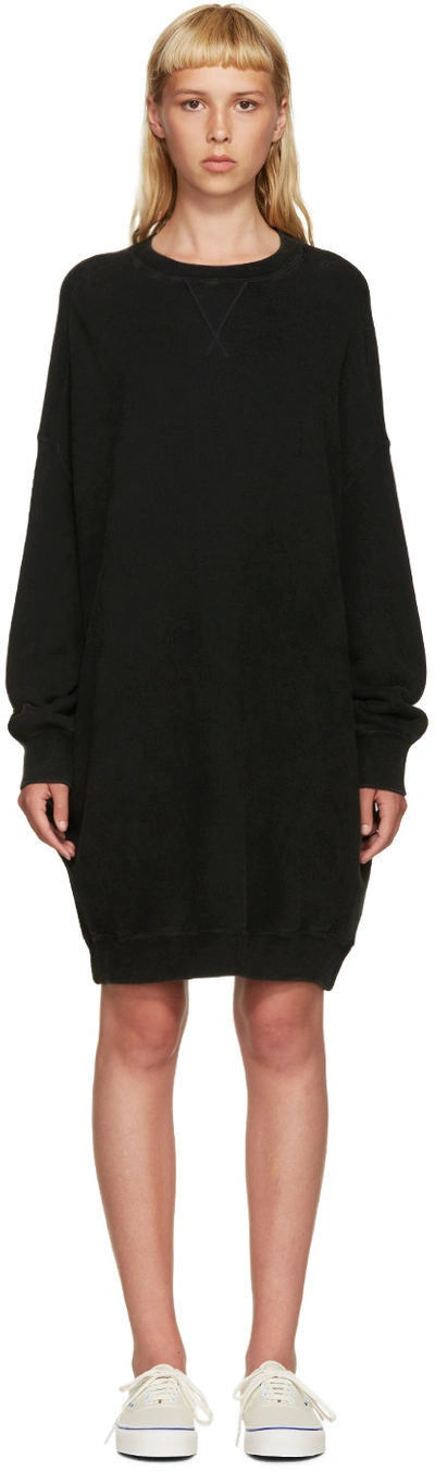 R13 Black Oversized Pullover Dress In Washed Black