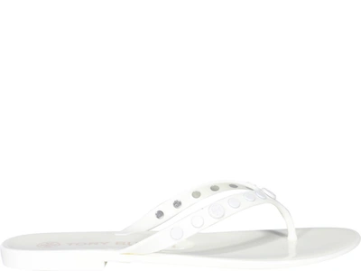 Tory Burch Studded Jelly Thong Sandals In White