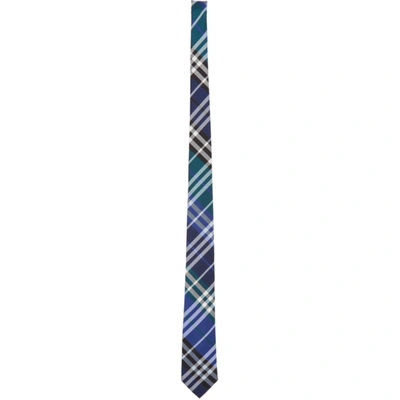 Burberry Blue Silk Check Jacquard Modern Cut Tie