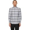 BURBERRY BLUE POPLIN CHECK LOGO APPLIQUÉ SHIRT