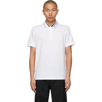 Burberry Edney Logo Collar Short Sleeve Pique Polo In White