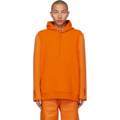 Burberry Reconstructed Panelled Hoodie In Deep Orange