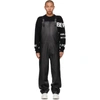 BURBERRY BLACK LEATHER SHARK FIN OVERALLS