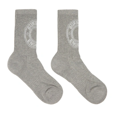 Burberry Logo Graphic-intarsia Socks In Grey