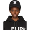 BURBERRY BLACK COTTON JERSEY MONOGRAM BASEBALL CAP