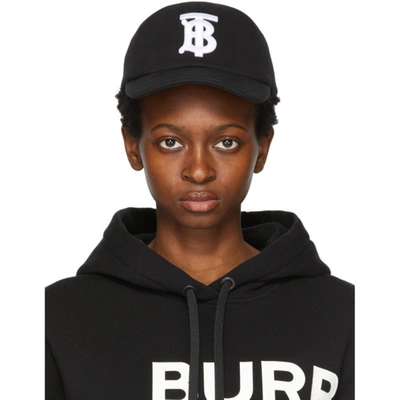 Burberry Black Cotton Jersey Monogram Baseball Cap In Black  