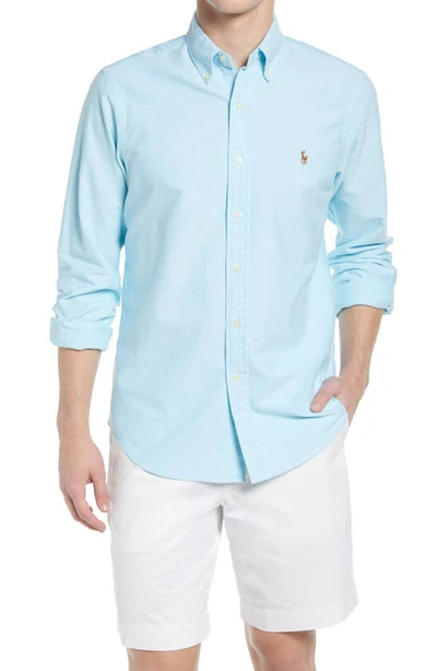 Polo Ralph Lauren Classic Fit Long Sleeve Poplin Button Down Shirt In Blue