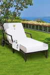 Linum Home Textiles 100% Turkish Cotton Palm Tree Embroidered Standard Size Chaise Lounge Cover With In White