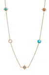 Anzie Topaz & Turquoise Station Necklace In Gold