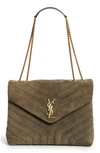 SAINT LAURENT MEDIUM LOU MATELASSE SUEDE SHOULDER BAG,5749461U867