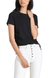 Veronica Beard Tazi Ruched Side Cotton T-shirt In Black