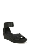 Naturalizer Riviera Womens Ankle Strap Velcro Wedge Sandals In Black Leather
