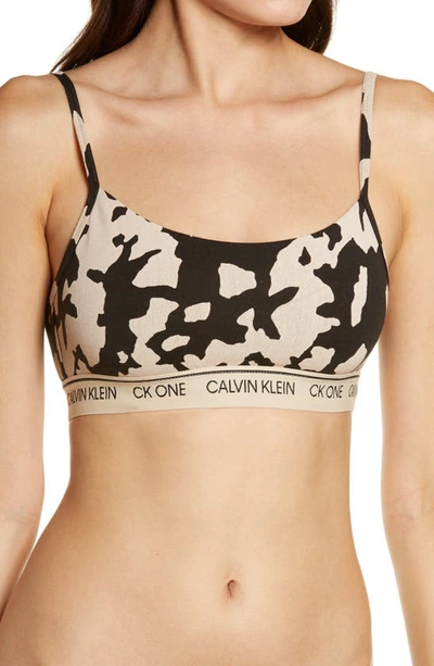 Calvin Klein Ck One Unlined Cami Strap Bralette In Camo Print-multi In Cut Out Print Charming Khaki