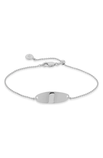 MONICA VINADER NURA TINY OVAL PLATE BRACELET,SS-BL-CDTI-NON