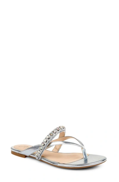 Jewel Badgley Mischka Odina Embellished Thong Sandal Women's Shoes In Sky Blue