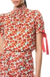 ALICE AND OLIVIA IRENE FLORAL MOCK NECK BLOUSE,CC103P13203