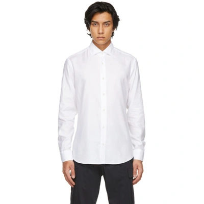 Z Zegna White Stretch Twill Shirt