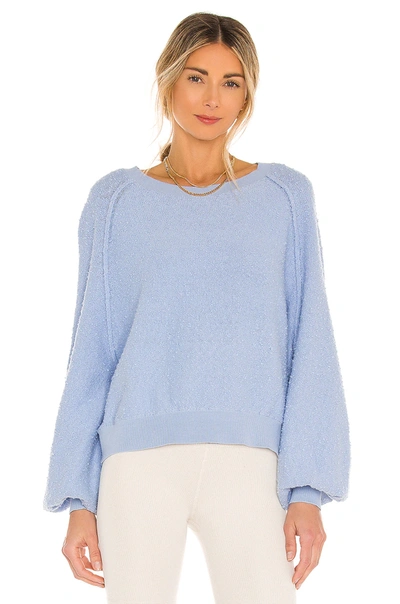 Free People Found My Friend Sweatshirt With Balloon Sleeves-blues