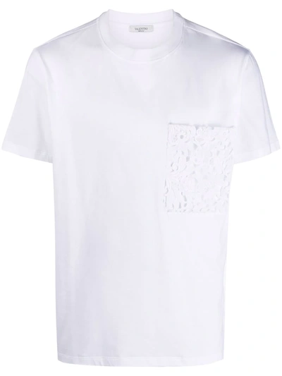 Valentino White Lace Pouch Pocket T-shirt