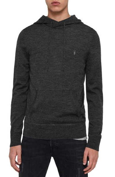 Allsaints Mode Merino Wool Hoodie In Cinder Black Mouline