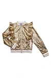 MIA NEW YORK METALLIC RUFFLE JACKET,S21-618