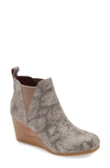 Toms Kelsey Wedge Bootie In Taupe Snake Print