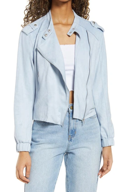 Blanknyc Faux Suede Moto Bomber In Vapor