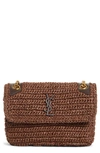 SAINT LAURENT MEDIUM NIKI RAFFIA SHOULDER BAG,633187GG66W