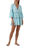 Melissa Odabash Victoria Lace-trim Cotton Mini Dress In Celeste